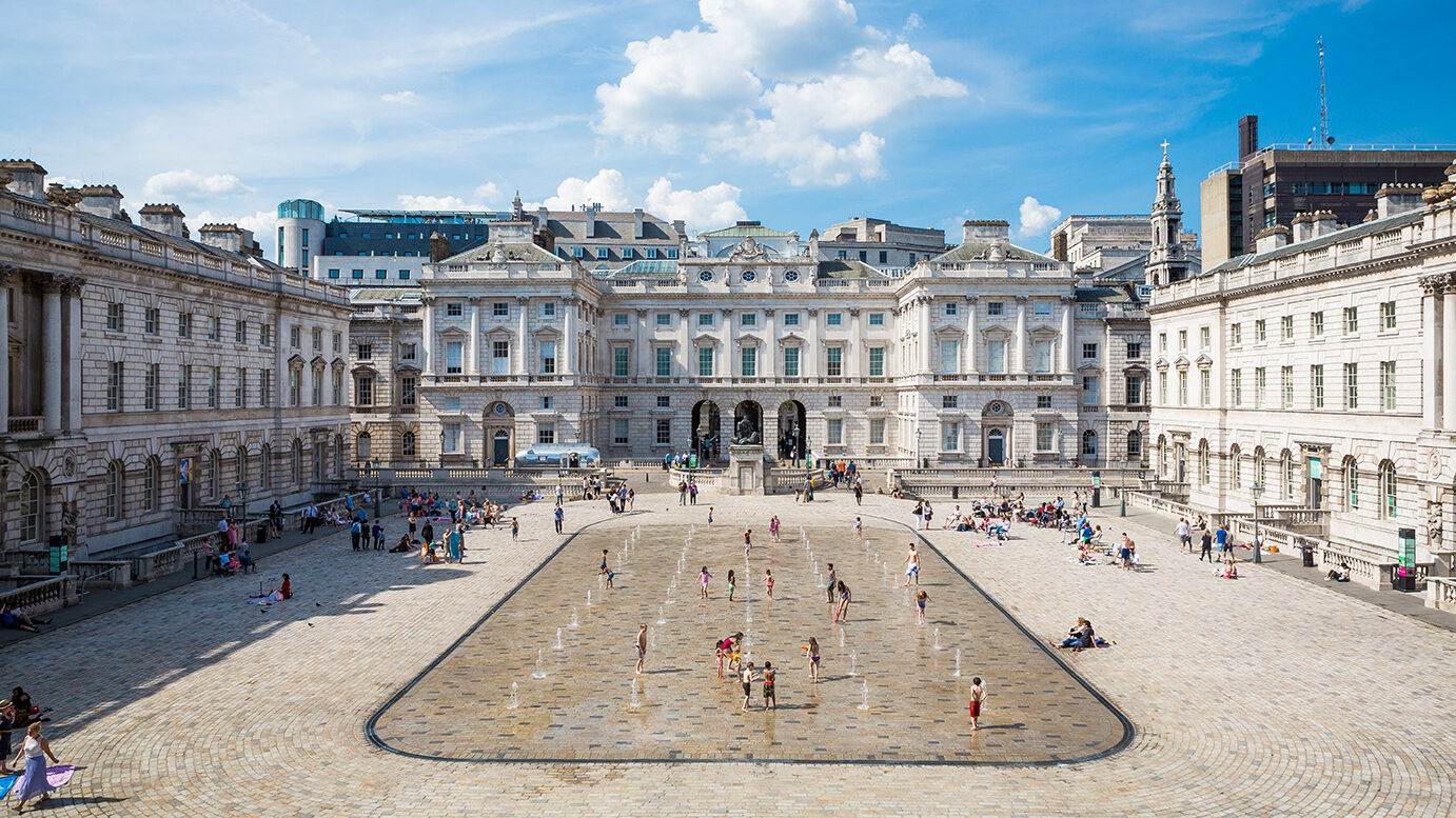 The courtyard fountain at Somerset House on a summer's day