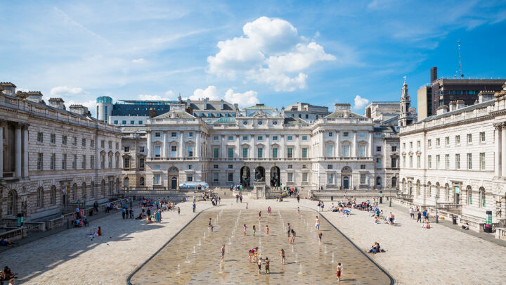 The courtyard fountain at Somerset House on a summer's day
