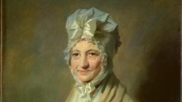 oil painting of a lady wearing a white headgear