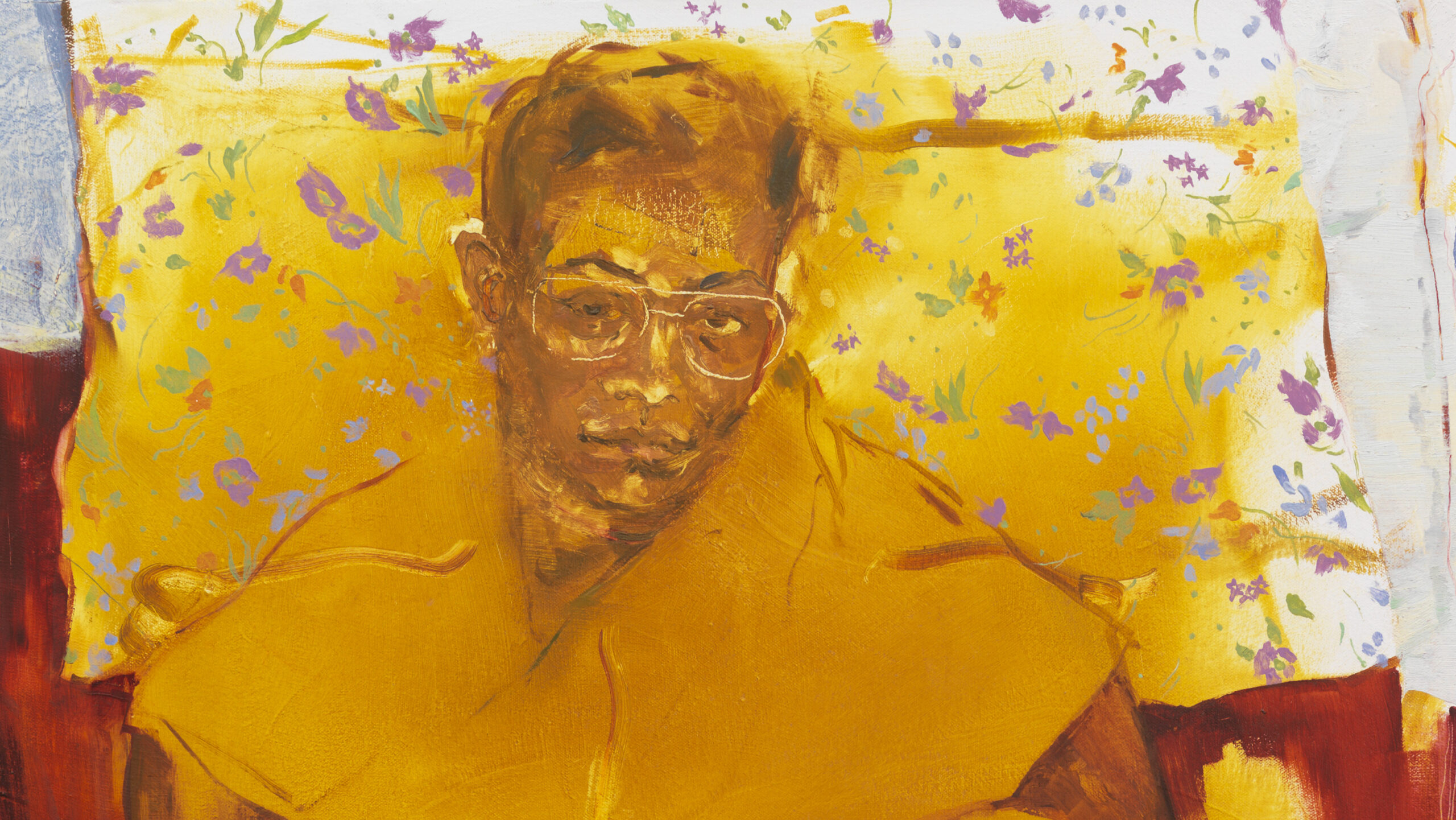 painterly red and yellow portrait 'Tia'