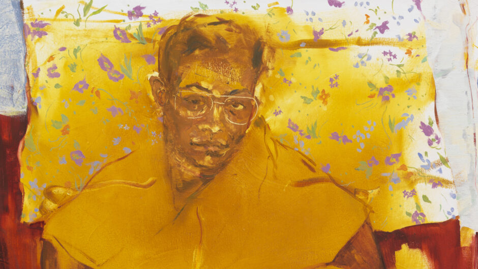 painterly red and yellow portrait 'Tia'