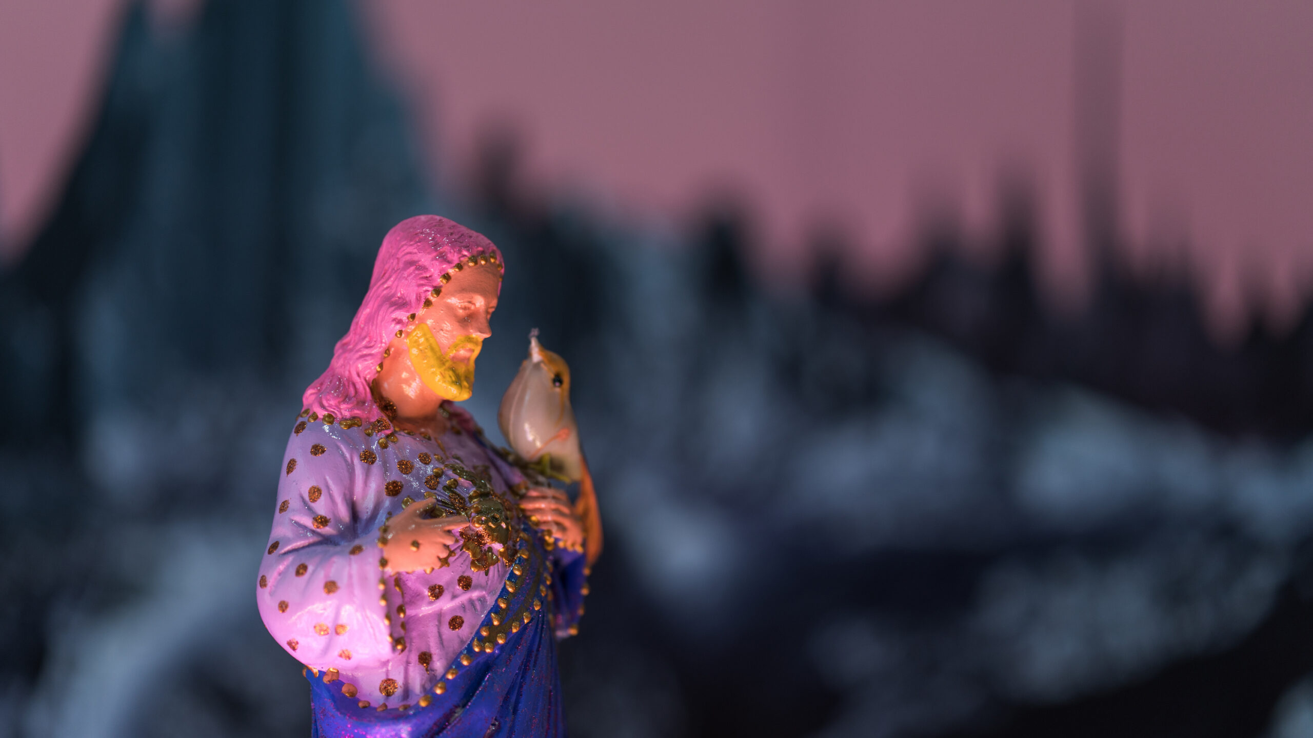 a pink and purple sacred heart