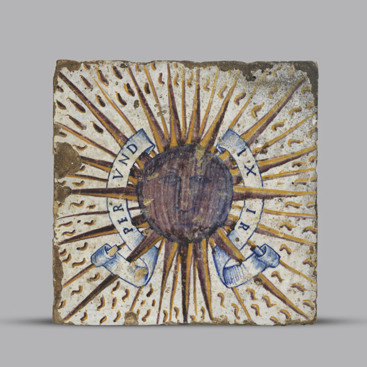 Tile with sunburst, a device of the Gonzaga family of Mantua