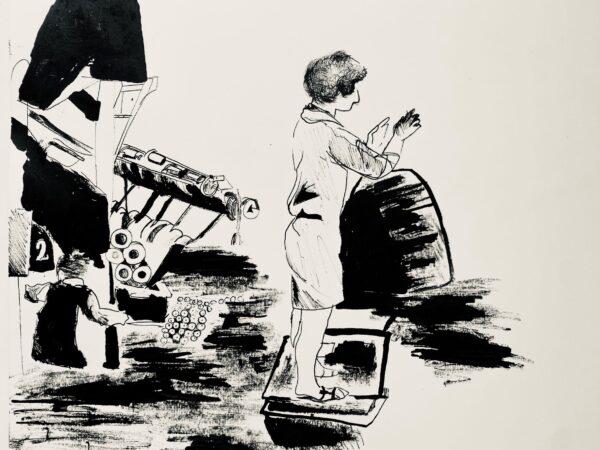 Harris Mural project ink drawing 1