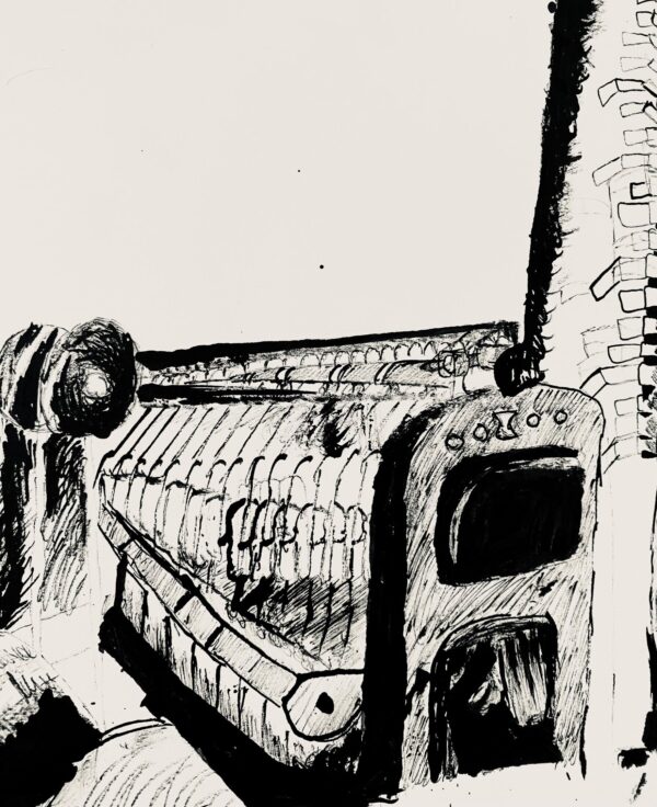 Harris Mural project ink drawing 2