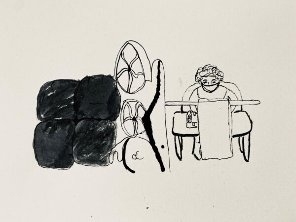 Harris Mural project ink drawing 4