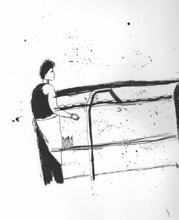 Harris Mural project ink drawing 1