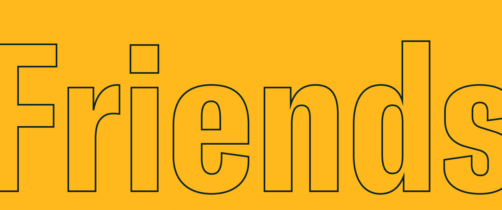 Friends logo against yellow background