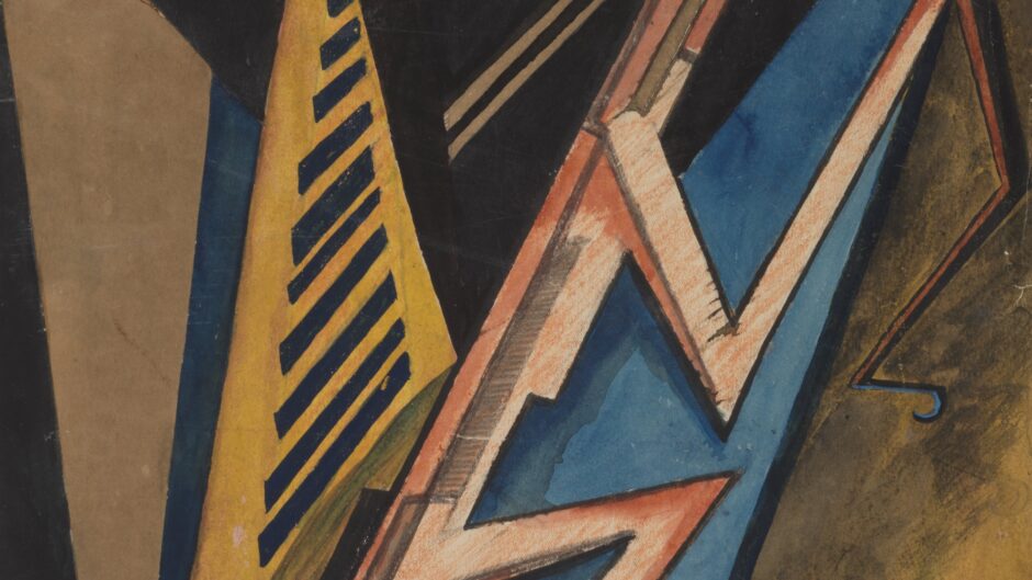 Helen Saunders (1885-1963), Vorticist composition (Black and Khaki) c. 1915 Drawing The Courtauld, London (Samuel Courtauld Trust) © Estate of Helen Saunders