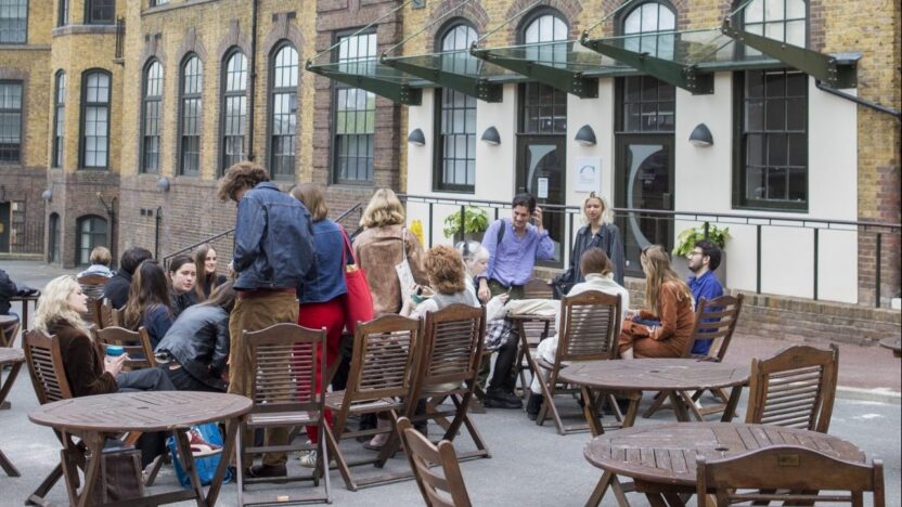 students outside Vernon Square