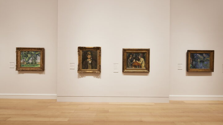 image of the Courtauld's great room showing paintings of Cezanne on the wall