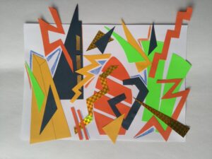 colourful geometrical shapes lying on a white sheet