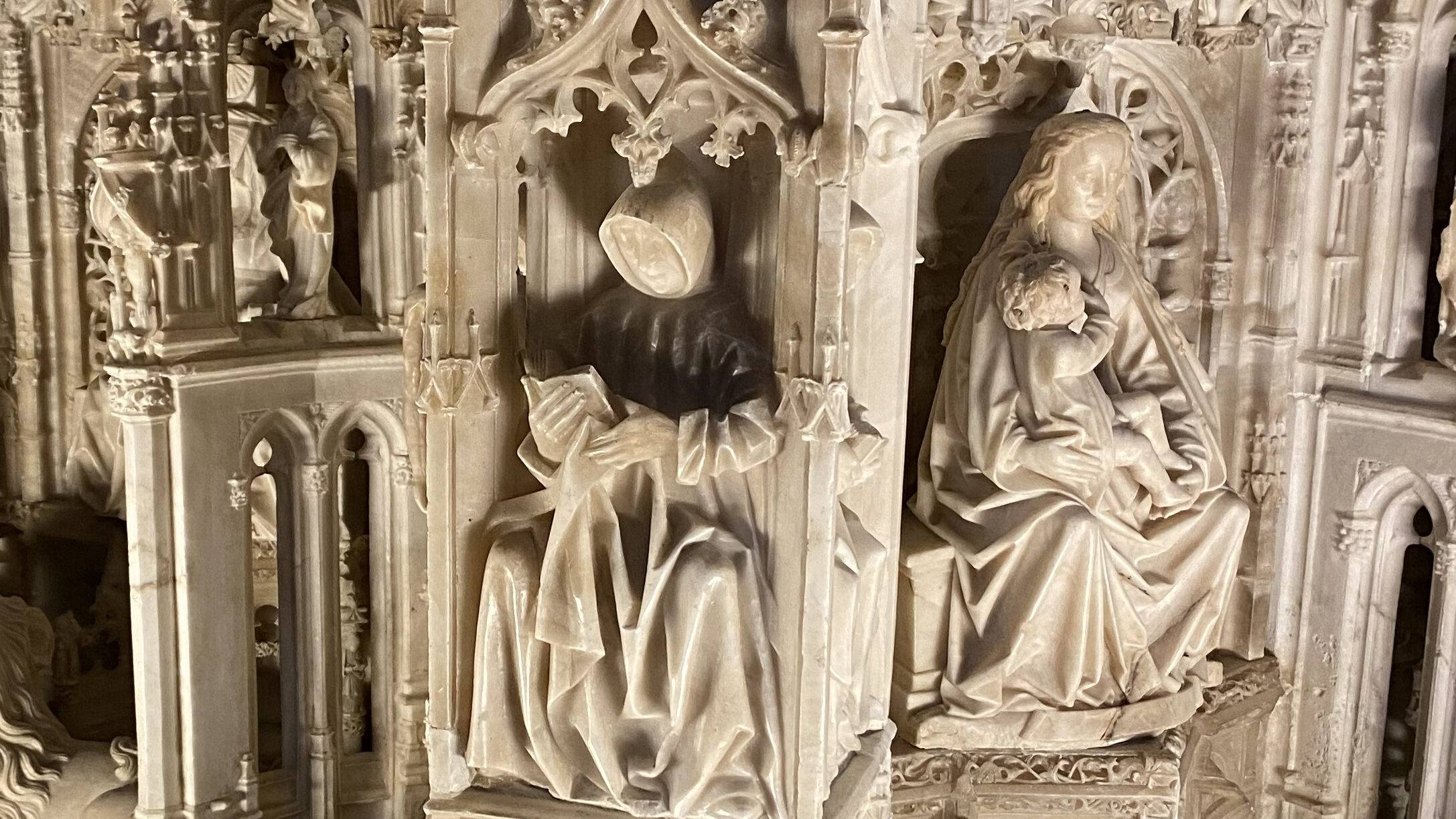 Photograph of an alabaster tomb decoration