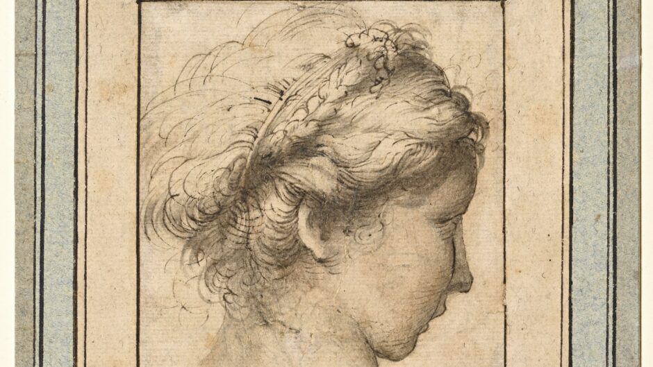 Drawing of the head of a girl in profile.
