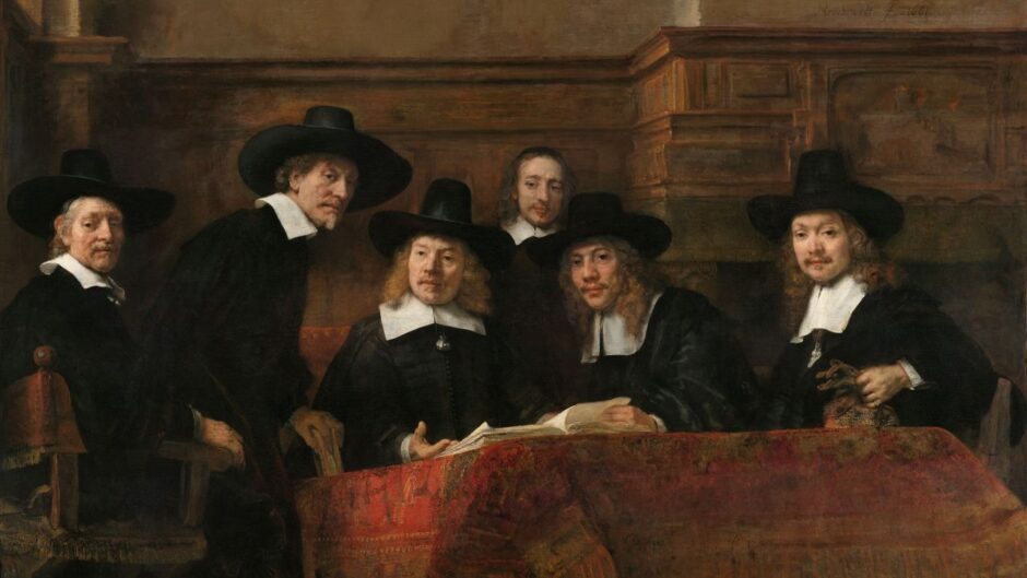 Five men around a table