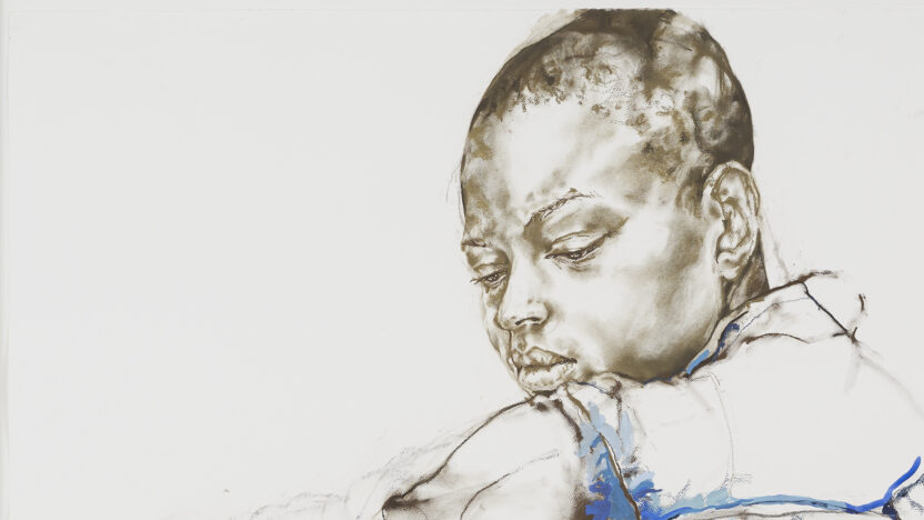 drawing of a black woman wearing a blue dress