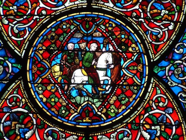 Canterbury Cathedral, late-12th-century window showing pilgrims to the tomb of St Thomas. Photo: Tom Nickson