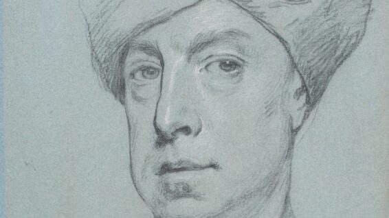 A self portrait of Jonathan Richardson the elder on a blue background