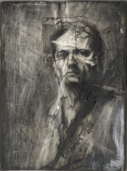 A portrait in charcoal and chalk of a man