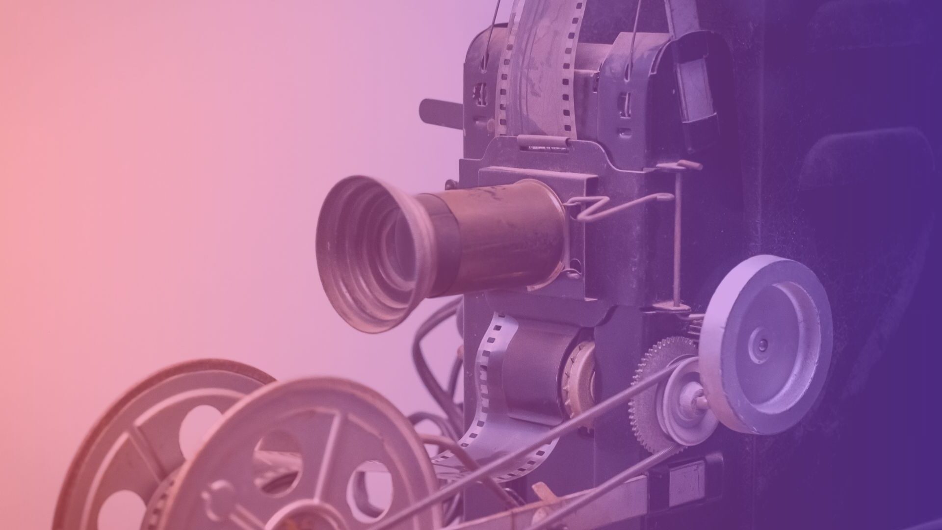 Image of a film camera overlaid with pink and purple filters