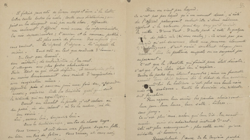 An image of a double paged manuscript by Paul Gauguin