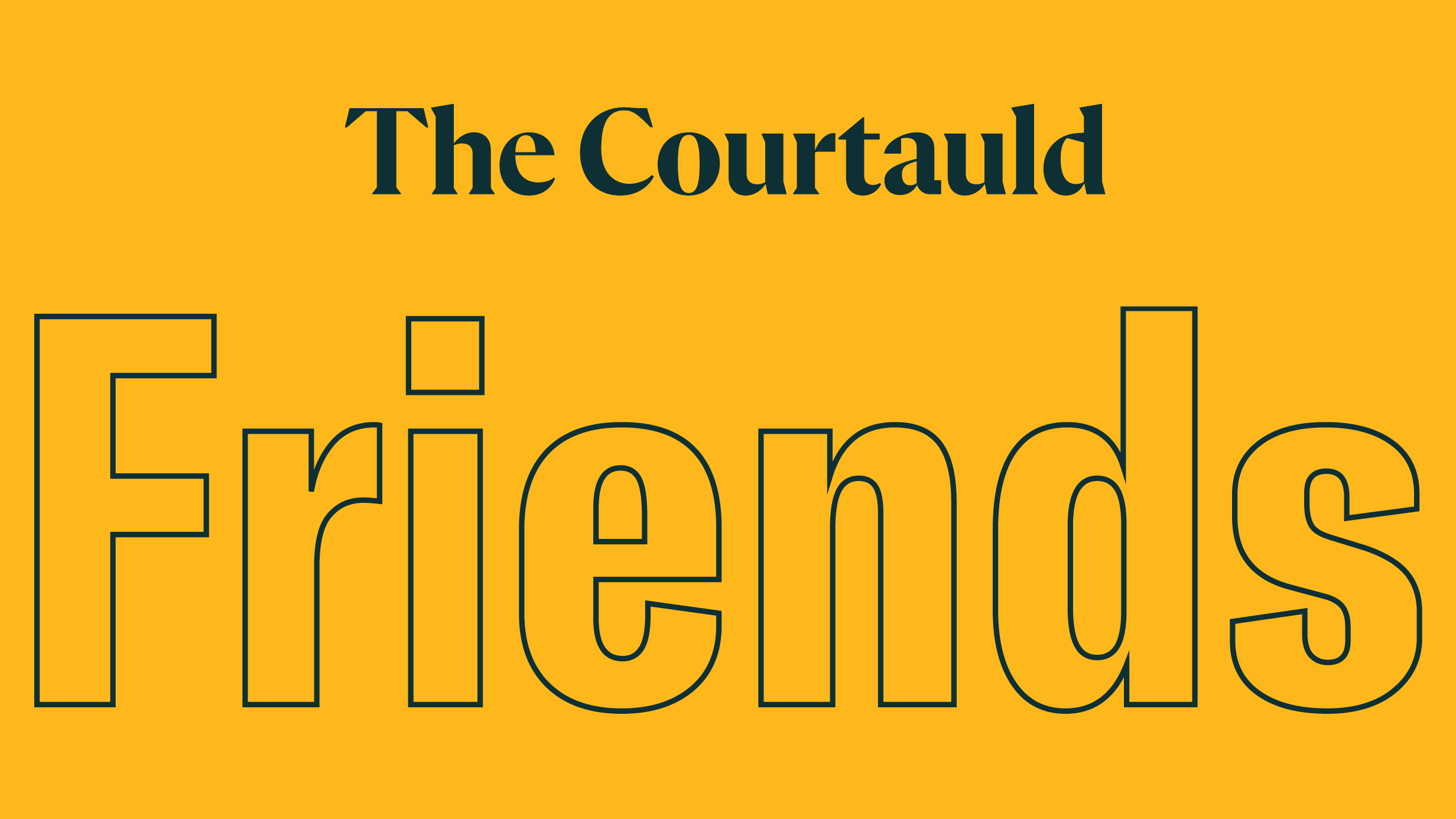 The dark green Courtauld Friends logo on a yellow background