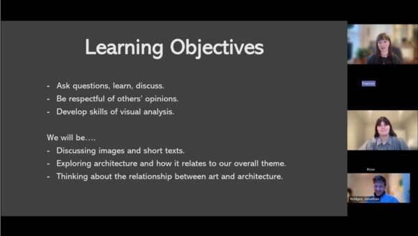 Screen print of a Seminar Sessions, talking place online in 2024.