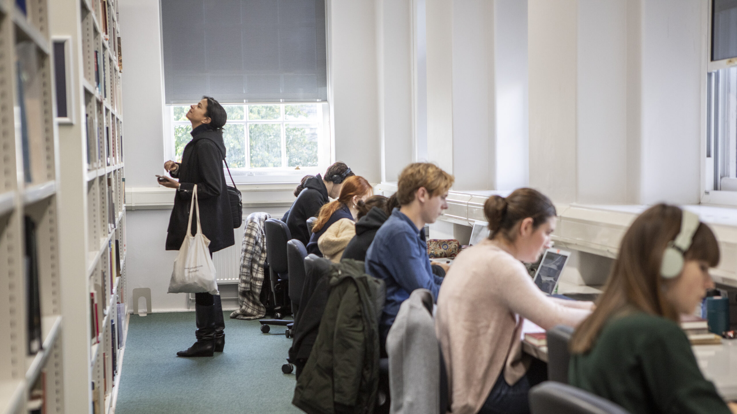 students in the library