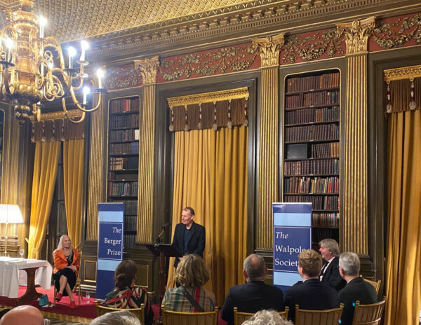 Broadcaster Andrew Marr announces the winner of the 2024 Berger Prize at the Reform Club on 15 November