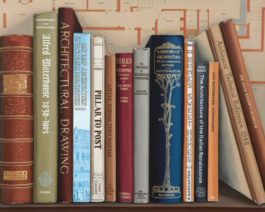 Colourful books stacked on a shelf