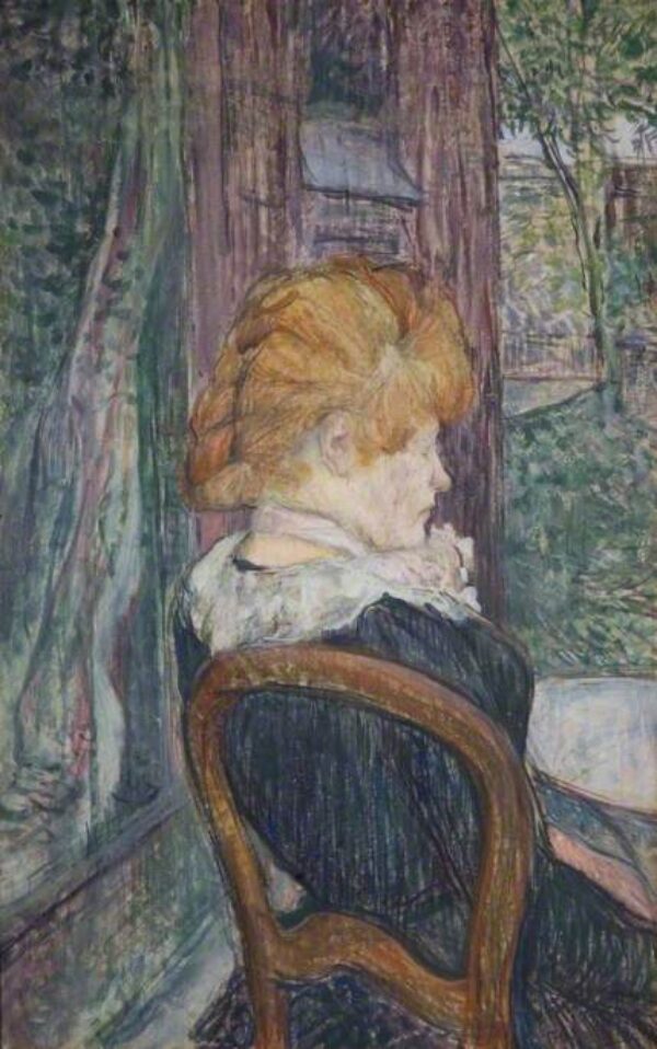 Henri de Toulouse-Lautrec (1864–1901), A Woman Seated in a Garden, around 1890, essence on cardboard, 49.4 x 31.3 cm. The Henry Barber Trust, the Barber Institute of Fine Arts, University of Birmingham.