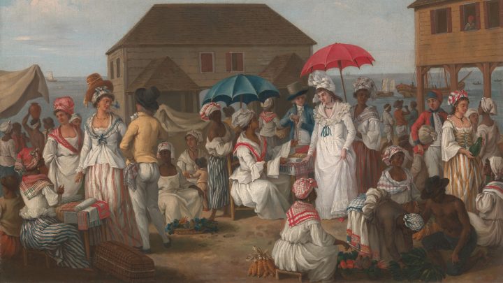 painting of a lively market scene