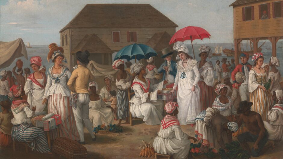 painting of a lively market scene