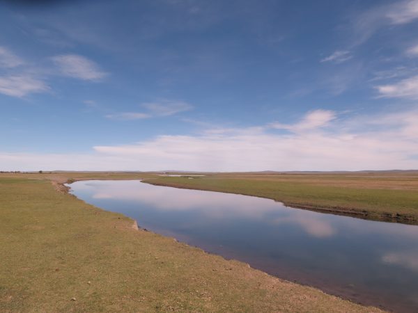 landscape with lake in Mongolia