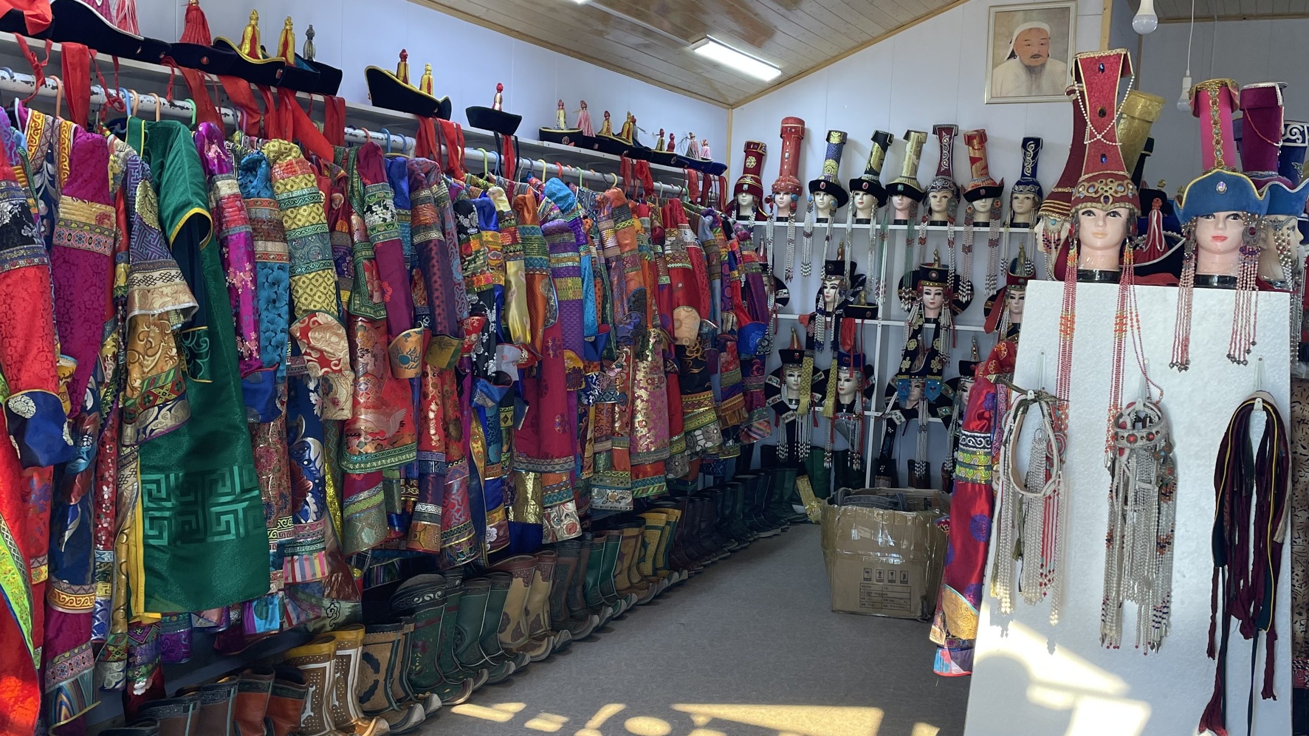 A shop selling tradional Mongolian attire.