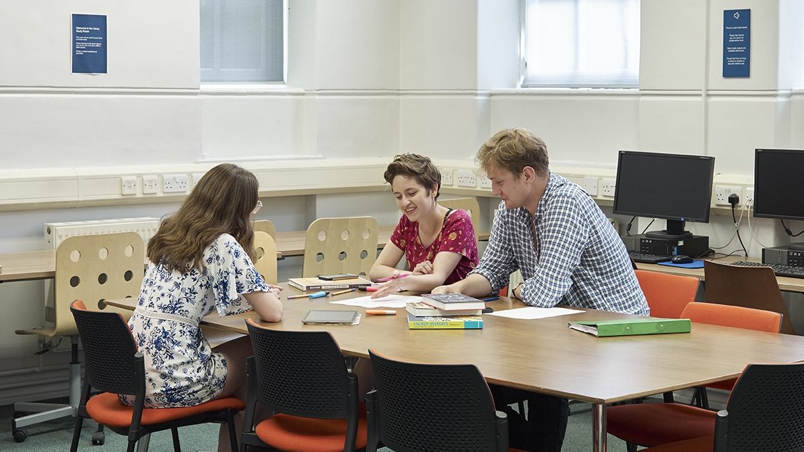 Students using the Library group study area