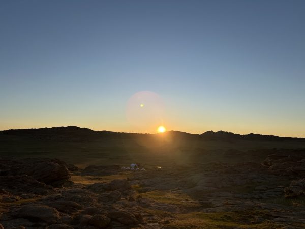 sunset over the Gobi desert, Mongolia.