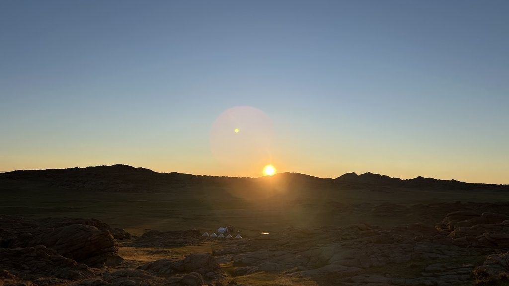 sunset over the Gobi desert, Mongolia.