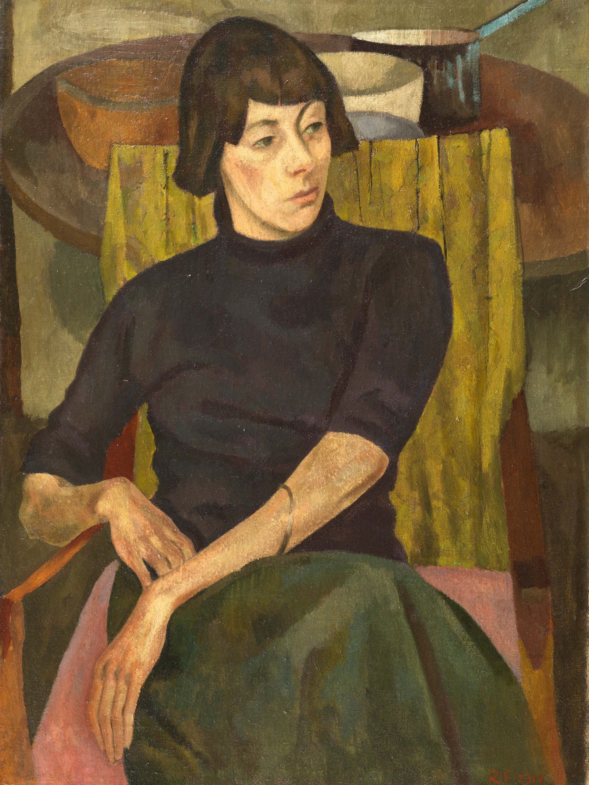 painting of a sitting woman