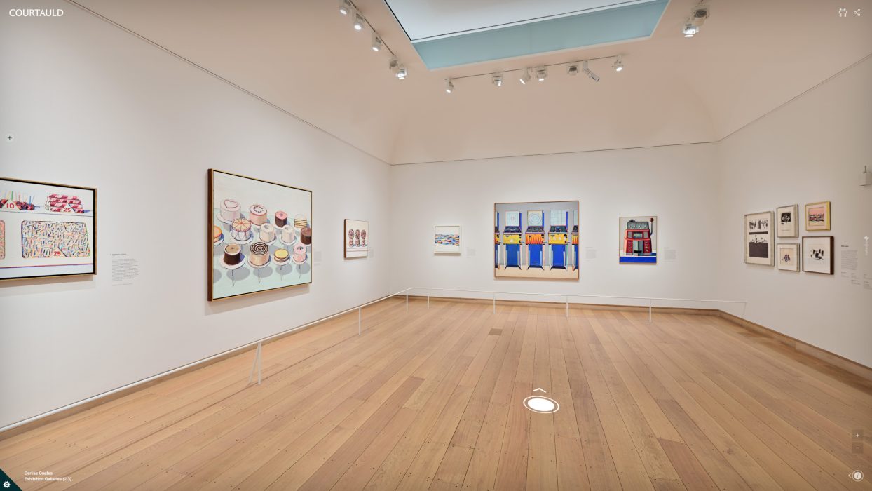 Exhibition installation with paintings on walls