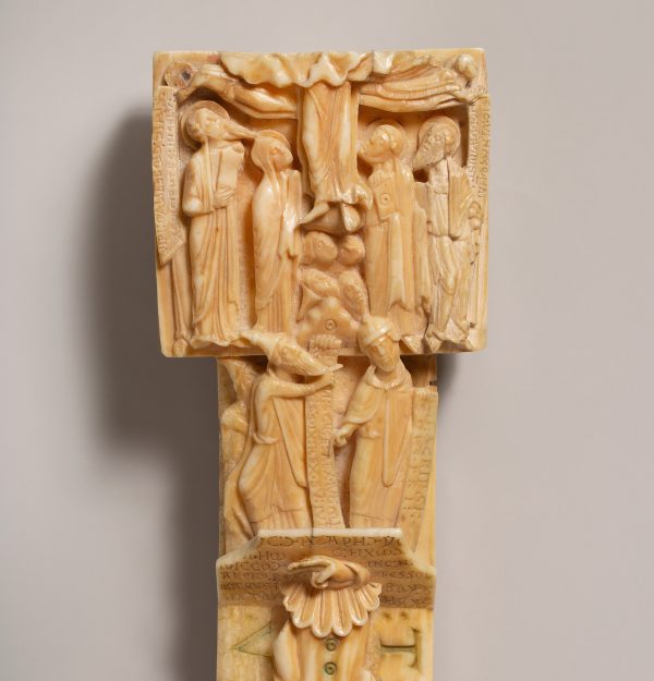 Dispute between Pilate and Caiaphas, Ascension, Cloisters Cross, 1150–90, walrus ivory.