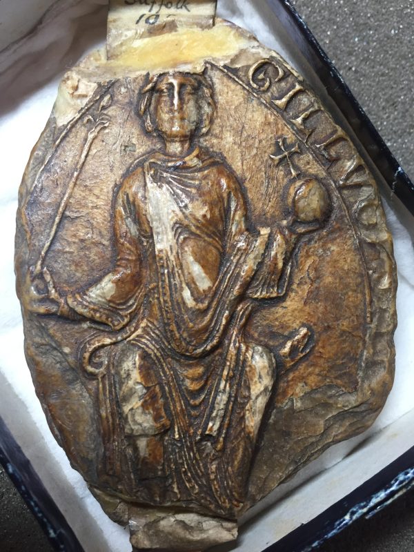 Seal from Bury St Edmunds, ca. 1150. Bodleian Library, Oxford, MS Suffolk ch. 10. Artwork in the public domain; photograph by Julian Gardner, courtesy of the Metropolitan Museum of Art, New York