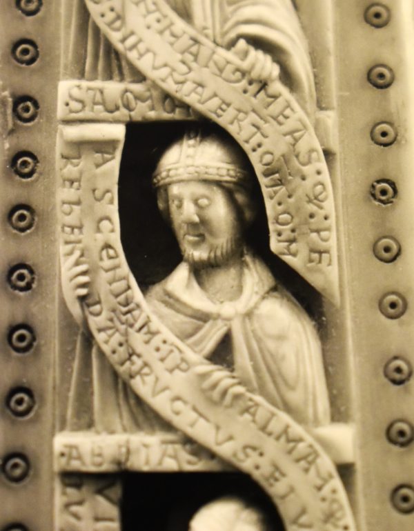 Detail of Abdias, Cloisters Cross, dated here ca. 1150–60, walrus ivory.