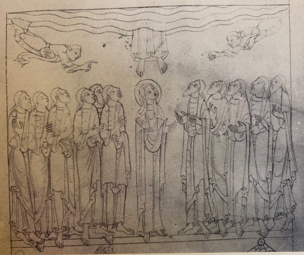 Ascension, from the Pembroke College Gospels, 12th century.