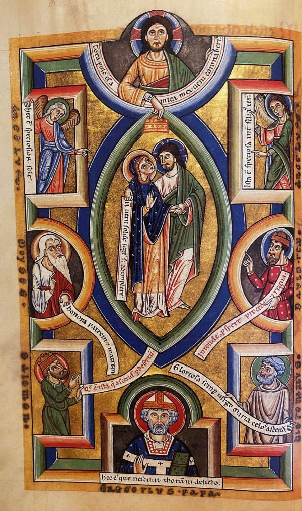 Ascension of the Virgin, from the Stammheim Missal, Hildesheim, 1170–80.