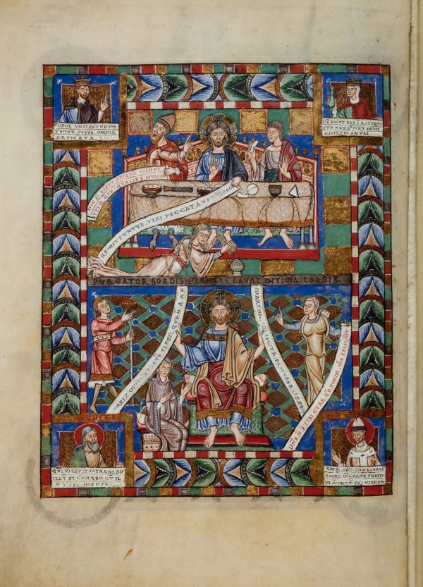 Christ in the House of the Pharisee, from the Gospel Book of Henry the Lion and Matilda of England, ca. 1188.