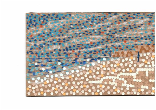 a drawing of a beach landscape using pointillist technique.