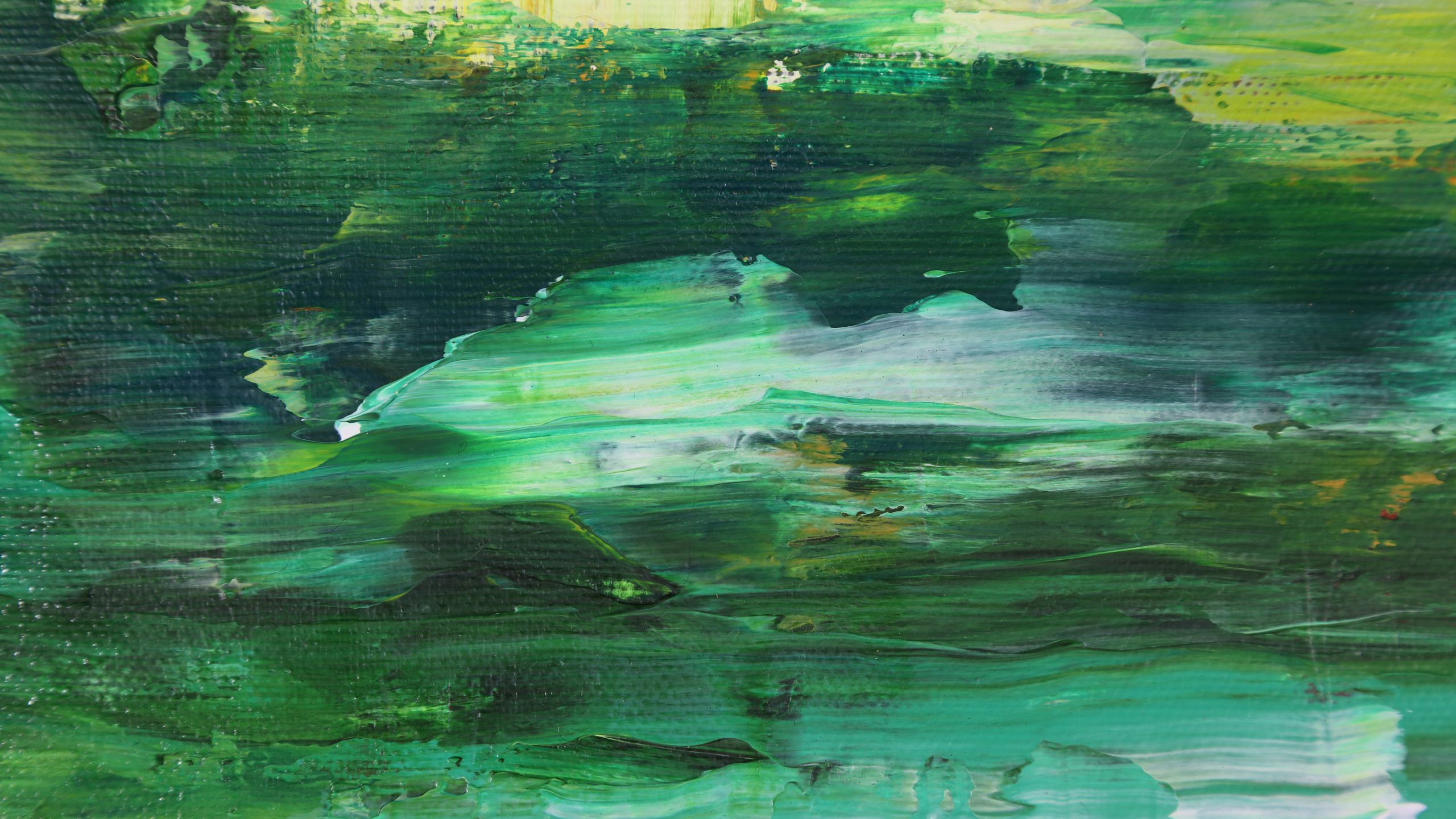 painterly green brush marks.